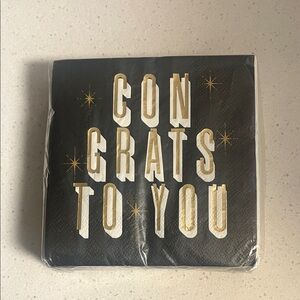 Black & Gold 'Congrats To You' Party Napkins